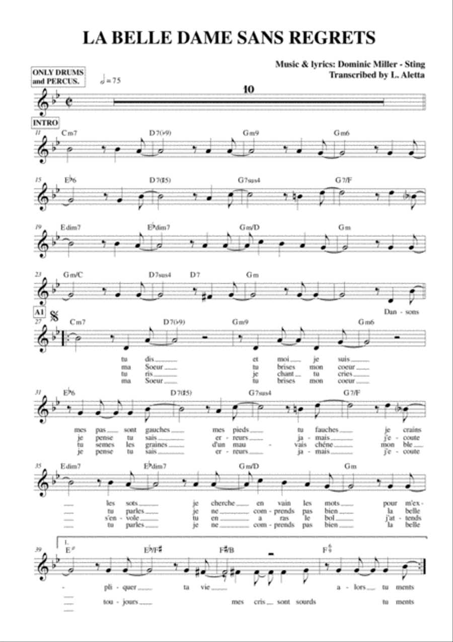 La Belle Dame Sans Regrets Small Ensemble scores gallery preview page 1