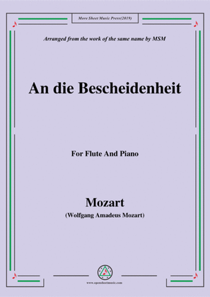 Book cover for Mozart-An die bescheidenheit,for Flute and Piano