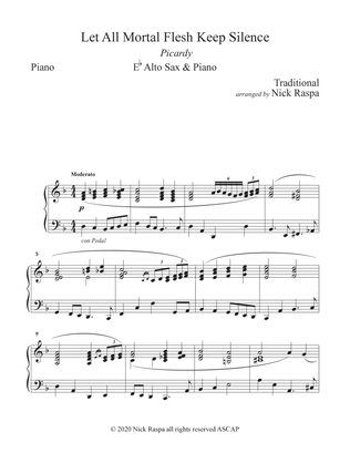 Book cover for Let All Mortal Flesh Keep Silence (E Flat Alto Sax & Piano) Piano part