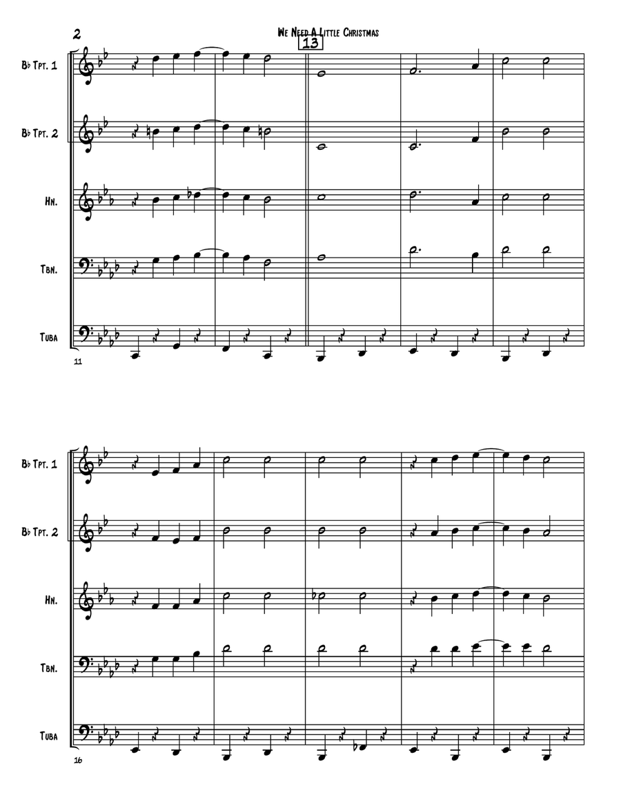 We Need A Little Christmas Brass Quintet scores gallery preview page 2