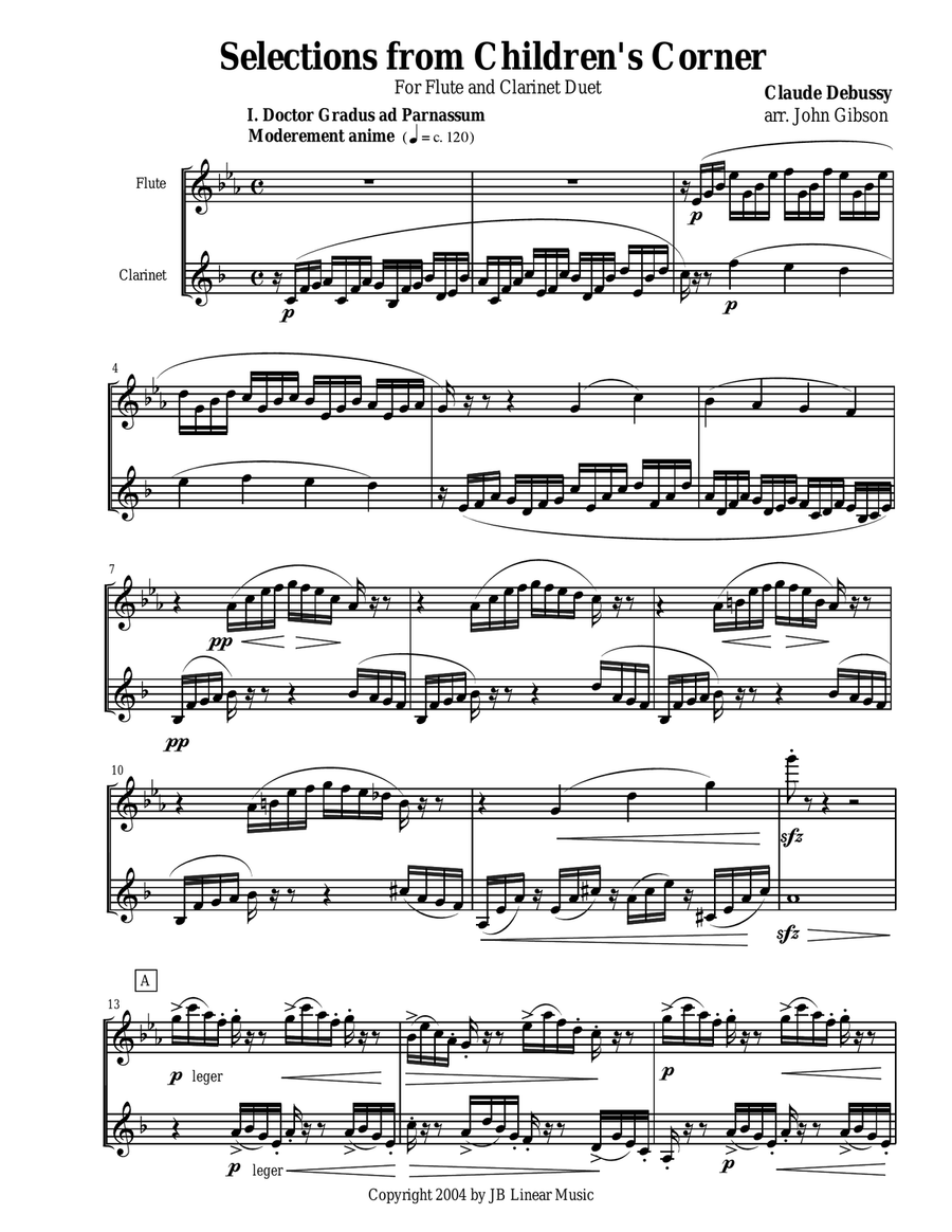 Debussy Children's Corner for flute and clarinet duet Debussy Children's Corner for flute and clarinet duet Woodwind Duet scores gallery preview page 2