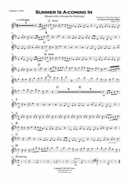 Summer Is A-coming In (Round with a Ground for Orchestra) Score and Parts PDF image number null