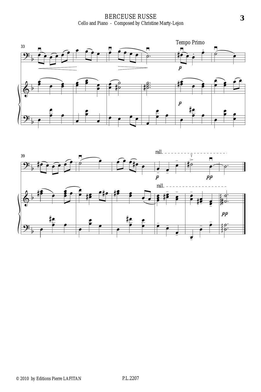 BERCEUSE RUSSE Piano scores gallery preview page 4
