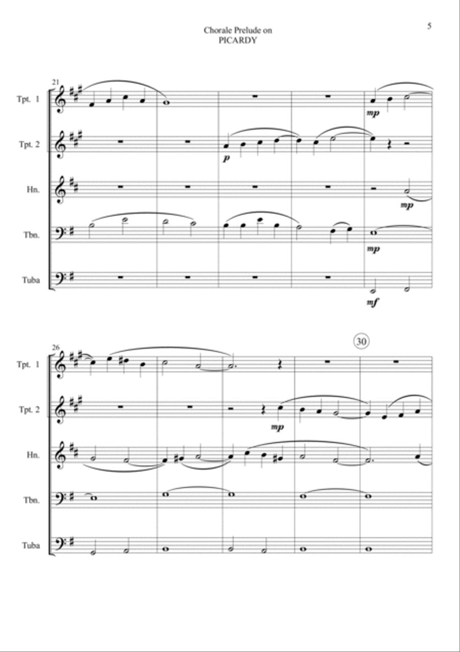 Chorale Prelude on Picardy - Brass Quintet Brass Quintet scores gallery preview page 5