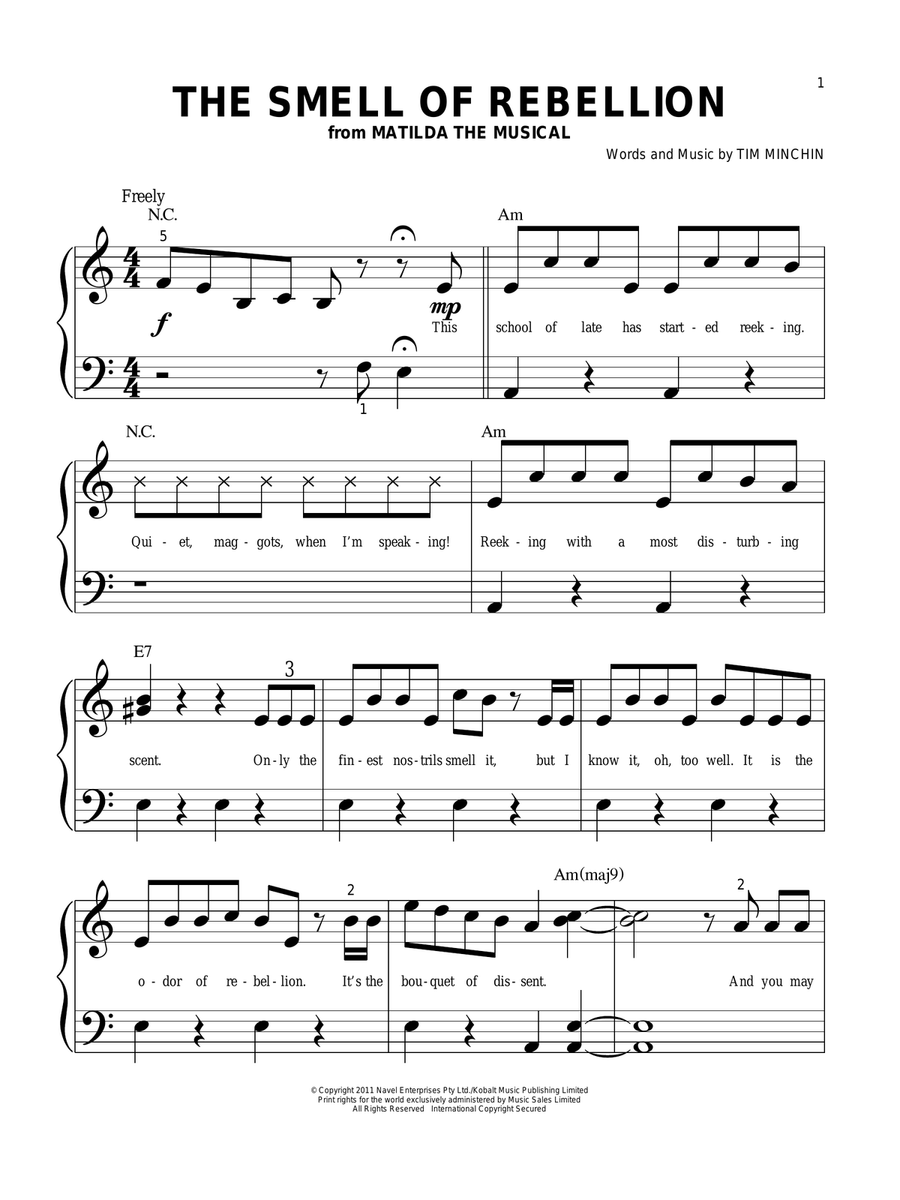 The Smell Of Rebellion The Smell Of Rebellion Easy Piano scores gallery preview page 1