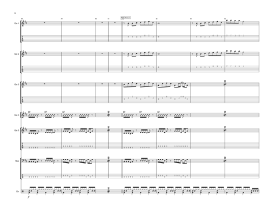 Sunday Bloody Sunday Guitar Ensemble scores gallery preview page 6