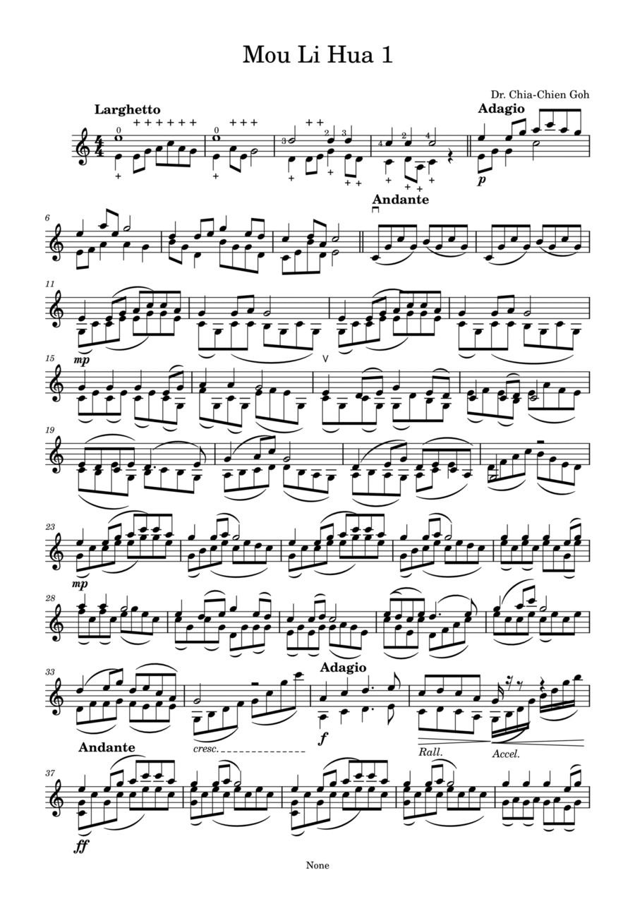 Mo Li Hua for Solo Violin Violin Solo scores gallery preview page 1