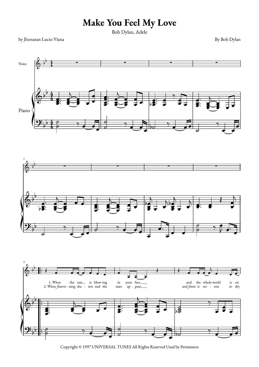 Make You Feel My Love Piano scores gallery preview page 1
