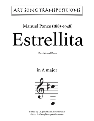 Book cover for PONCE: Estrellita (transposed to A major)