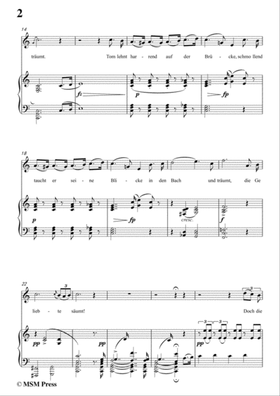 Schubert-Wiederschein,in C Major,for Voice&Piano Voice scores gallery preview page 4