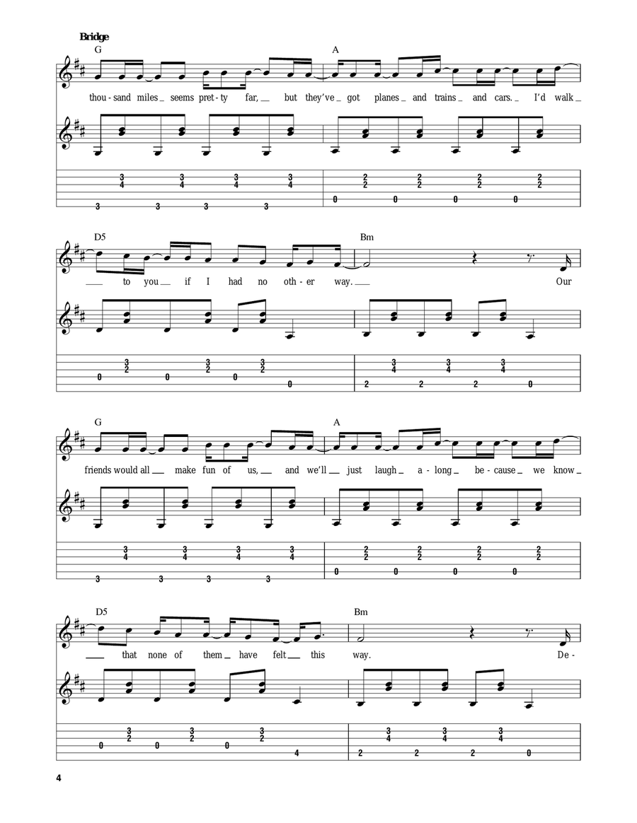 Hey There Delilah Acoustic Guitar scores gallery preview page 4