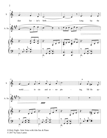 O HOLY NIGHT (Soprano Solo with Alto Sax & Piano - Score & Parts included) image number null