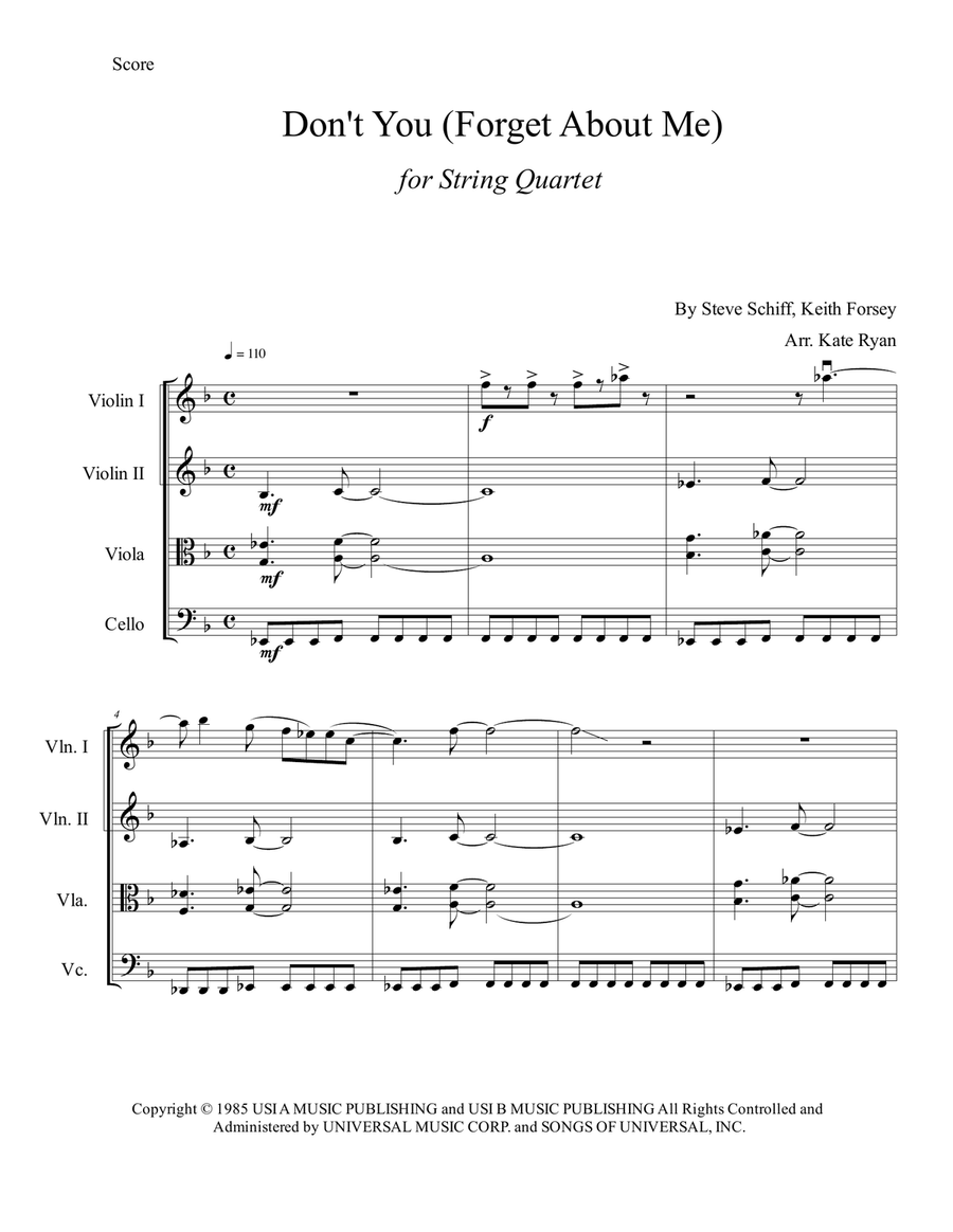 Don't You (forget About Me) String Quartet scores gallery preview page 2