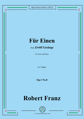 Book cover for Franz-Fur Einen,in C Major,Op.1 No.8,from Zwolf Gesange