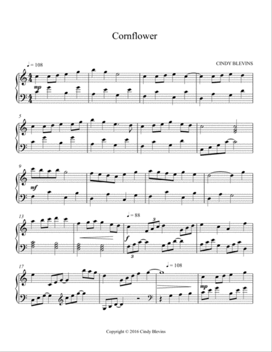 Cornflower, original solo for Lap Harp Lap Harp scores gallery preview page 2
