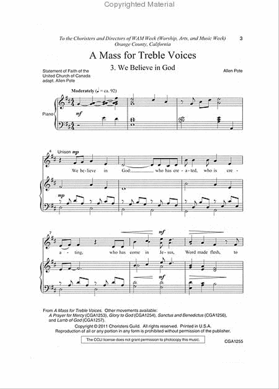A Mass for Treble Voices - We Believe in God SSA scores gallery preview page 2