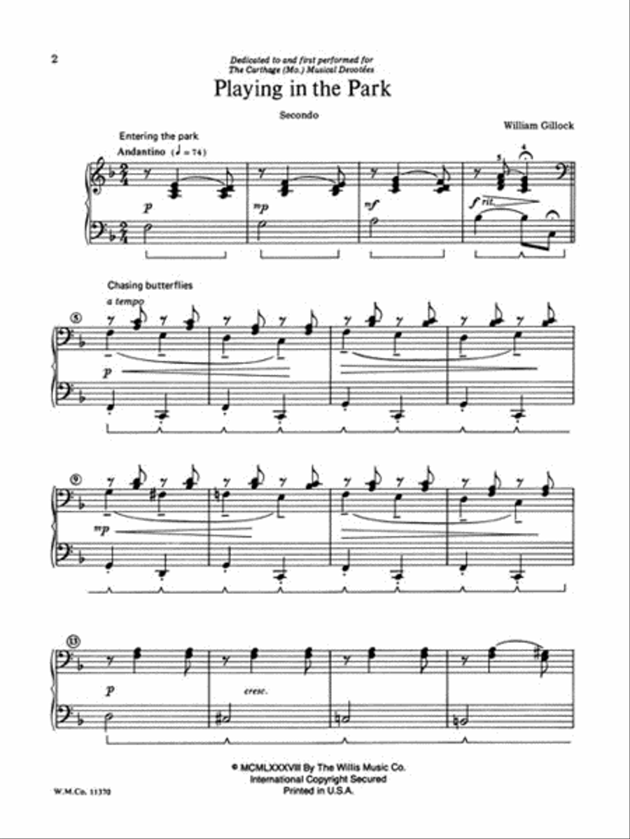 Playing in the Park Playing in the Park 1 Piano, 4-Hands scores gallery preview page 2