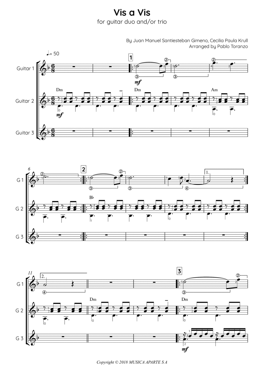 Vis A Vis Cabecera Vis A Vis Cabecera Score and Parts scores gallery preview page 1