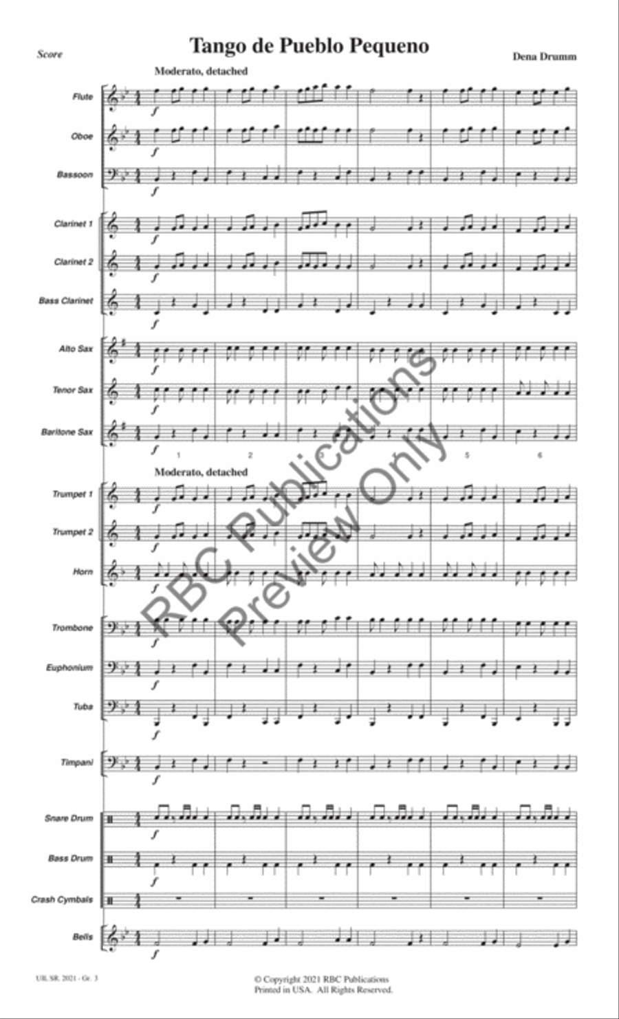 Tango De Pueblo Pequeno Concert Band scores gallery preview page 4