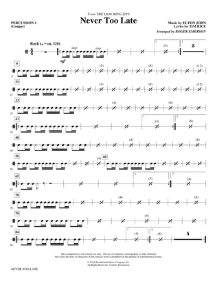 Never Too Late (from The Lion King 2019) (arr. Roger Emerson) - Percussion 1