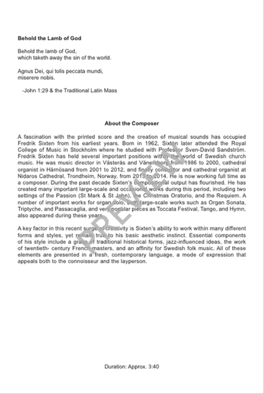 Behold the Lamb of God Behold the Lamb of God Divisi scores gallery preview page 3