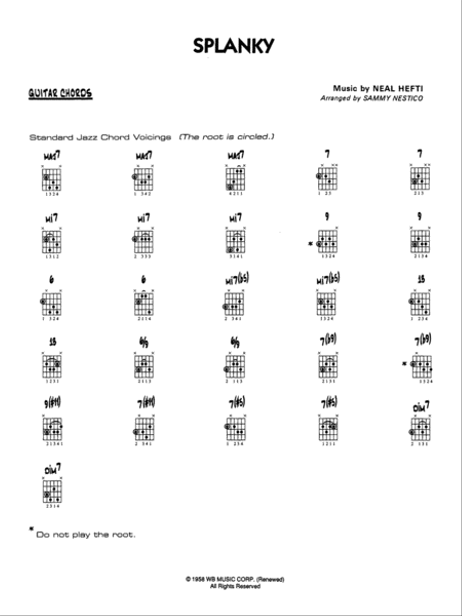 Splanky: Guitar Chords Jazz Ensemble scores gallery preview page 1