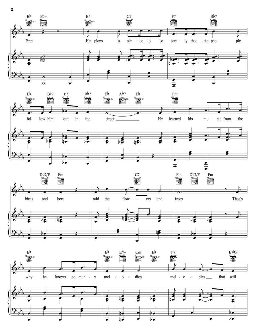 Piccolo Pete Piano, Vocal, Guitar scores gallery preview page 2