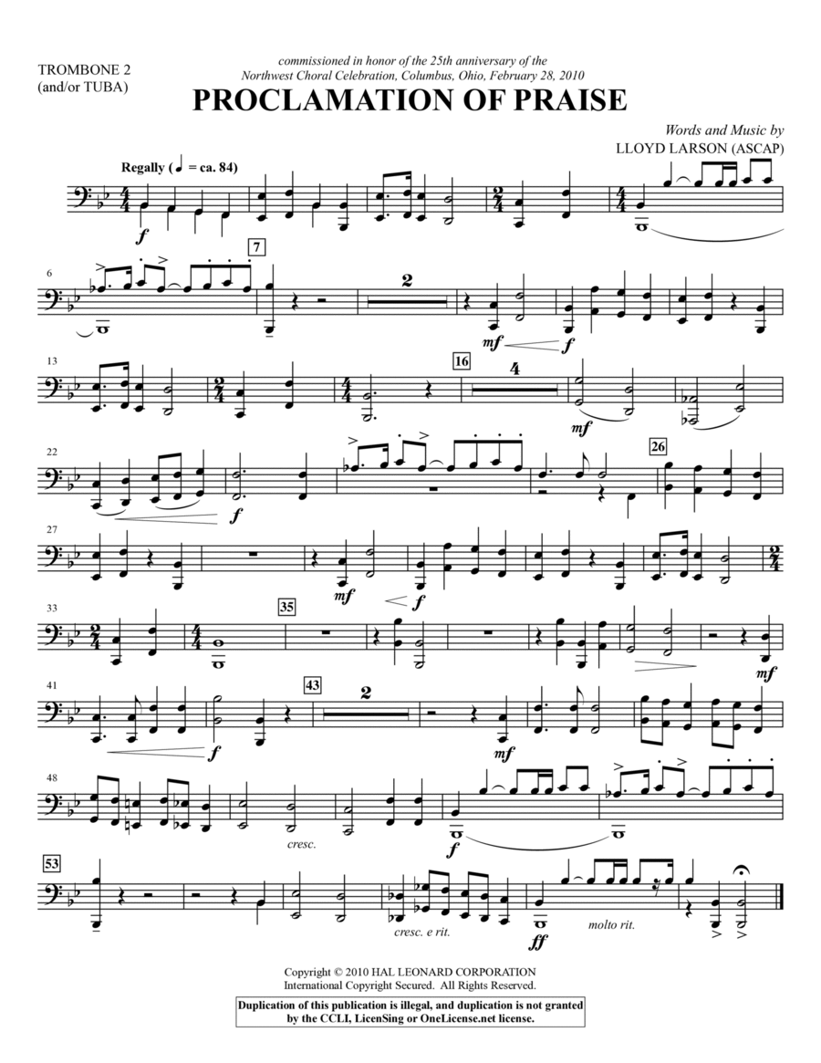 Proclamation Of Praise - Trombone 2/Tuba