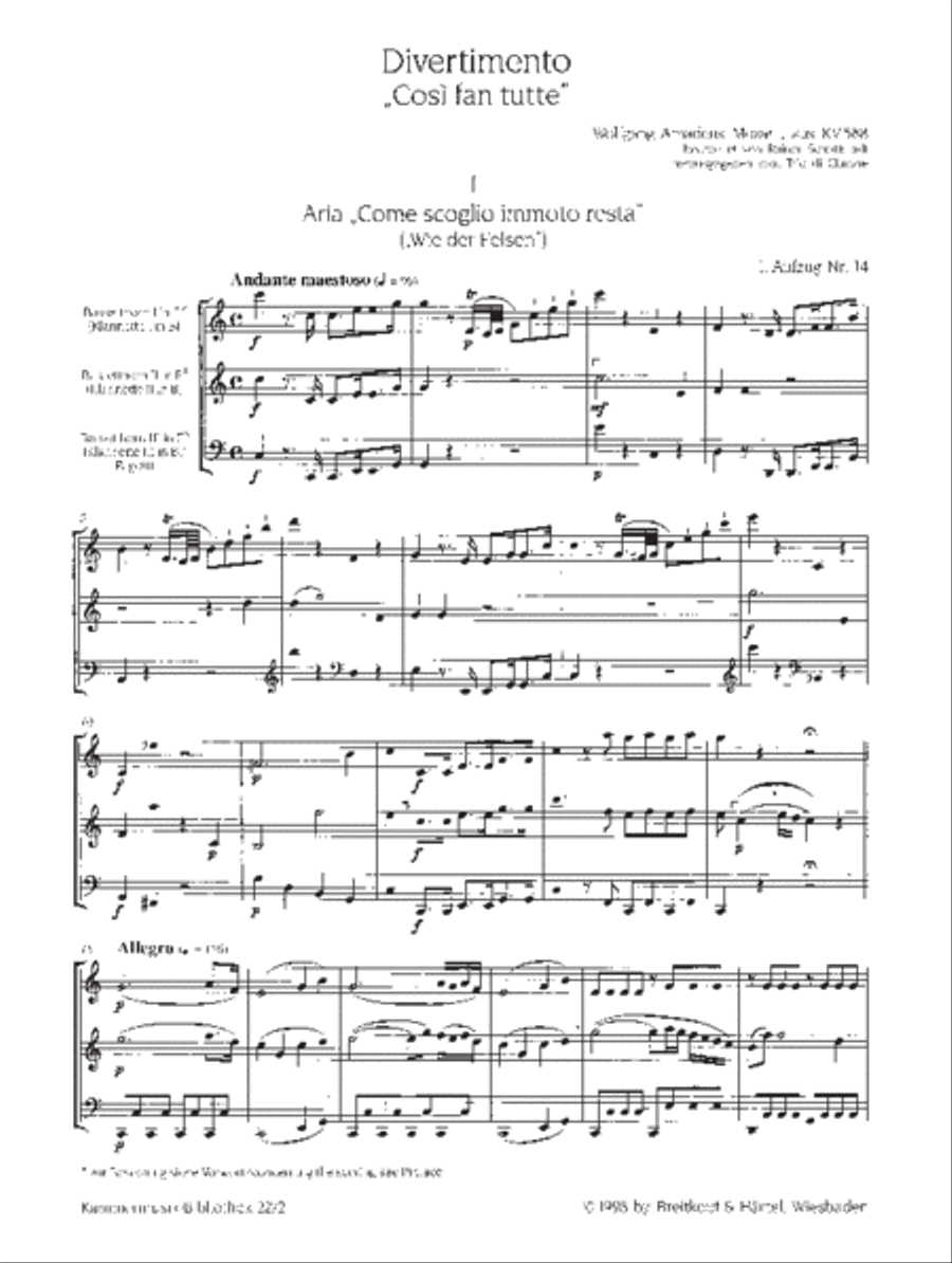 Divertimento “Così fan tutte” Bassoon scores gallery preview page 2