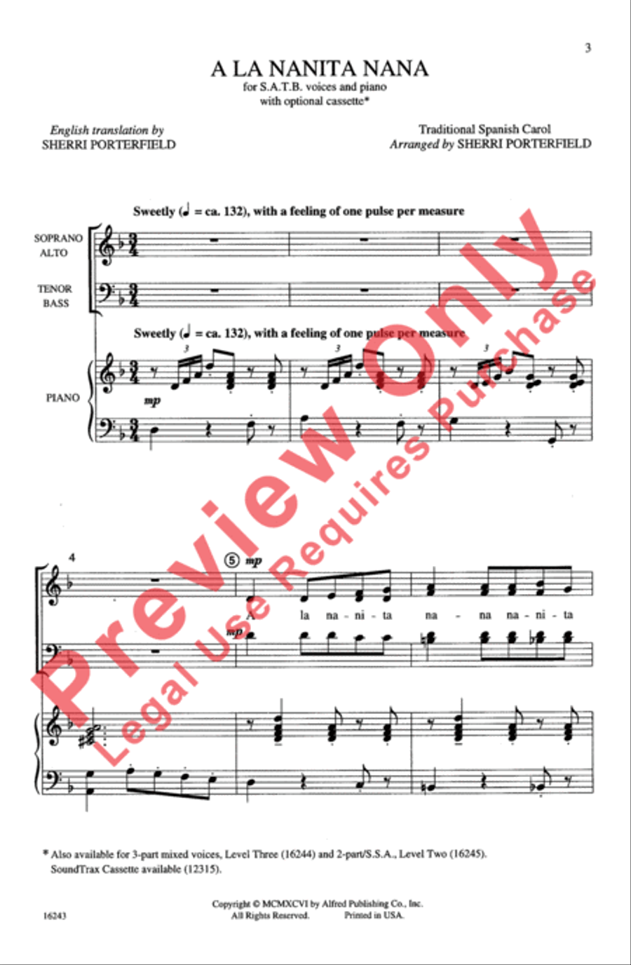 A La Nanita Nana A La Nanita Nana 4-Part scores gallery preview page 3