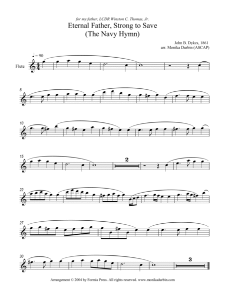 The Navy Hymn for Flute (or Alto Flute) and Harp