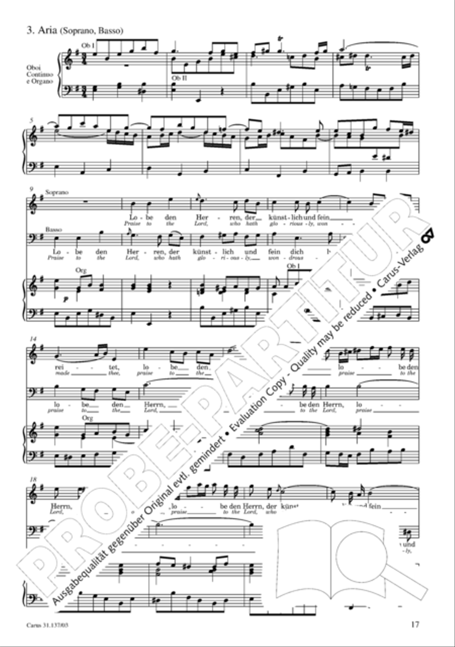 Praise ye, Almighty God, King and our ruler exalted (Lobe den Herren, den machtigen Konig der Ehren) ATB scores gallery preview page 18