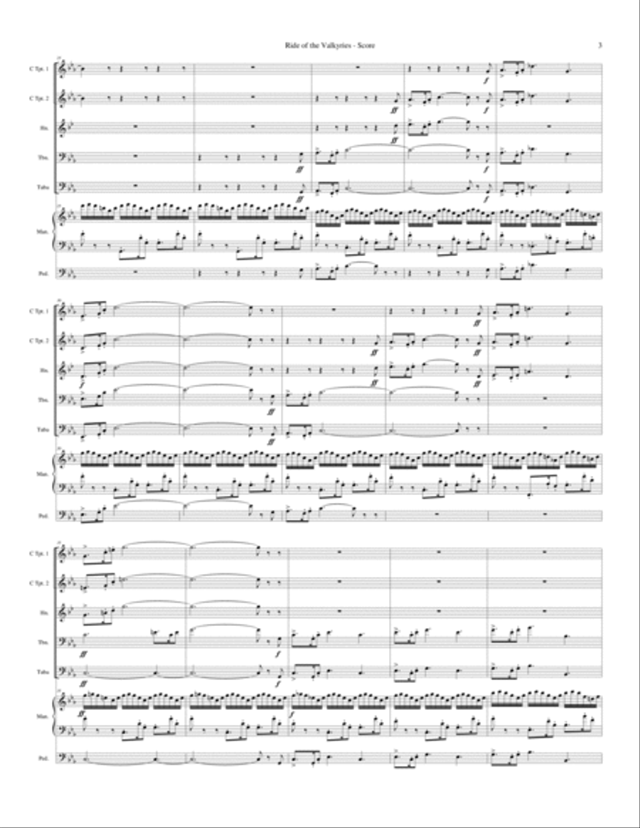 Ride of the Valkyries (for Brass Quintet and Organ) Brass Ensemble scores gallery preview page 4