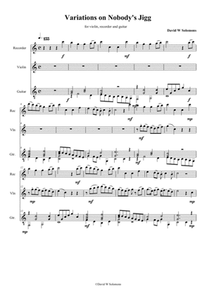 Variations on Nobody's Jigg (Trio for Alto Recorder, Violin & Guitar)