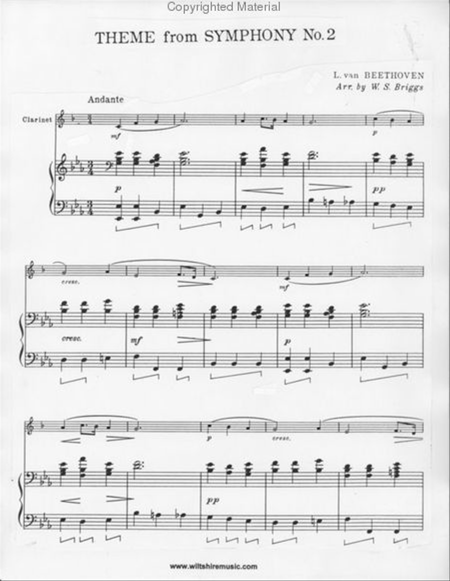 Theme from Symphony #2 Theme from Symphony #2 Clarinet scores gallery preview page 2