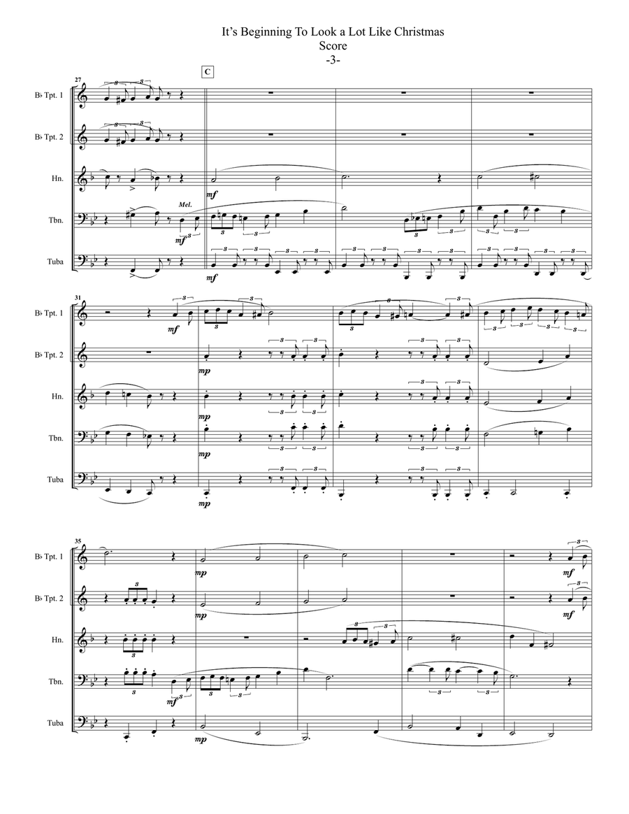 It's Beginning To Look Like Christmas Brass Ensemble scores gallery preview page 5