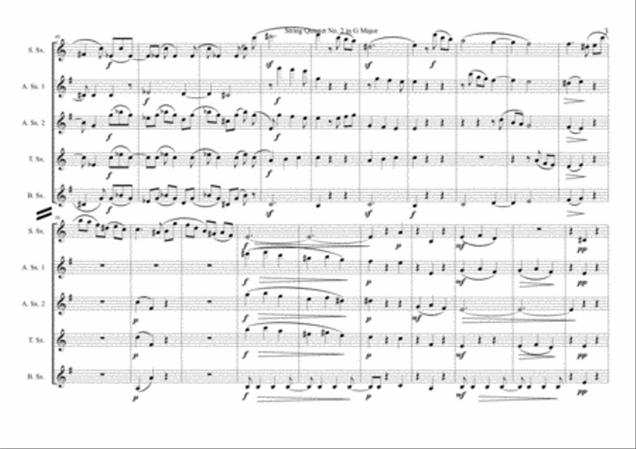 String Quintet N. 2 in G Major III. Un poco allegretto - Johannes Brahms Trans. Iván Sánchez Igles Saxophone Quintet scores gallery preview page 4