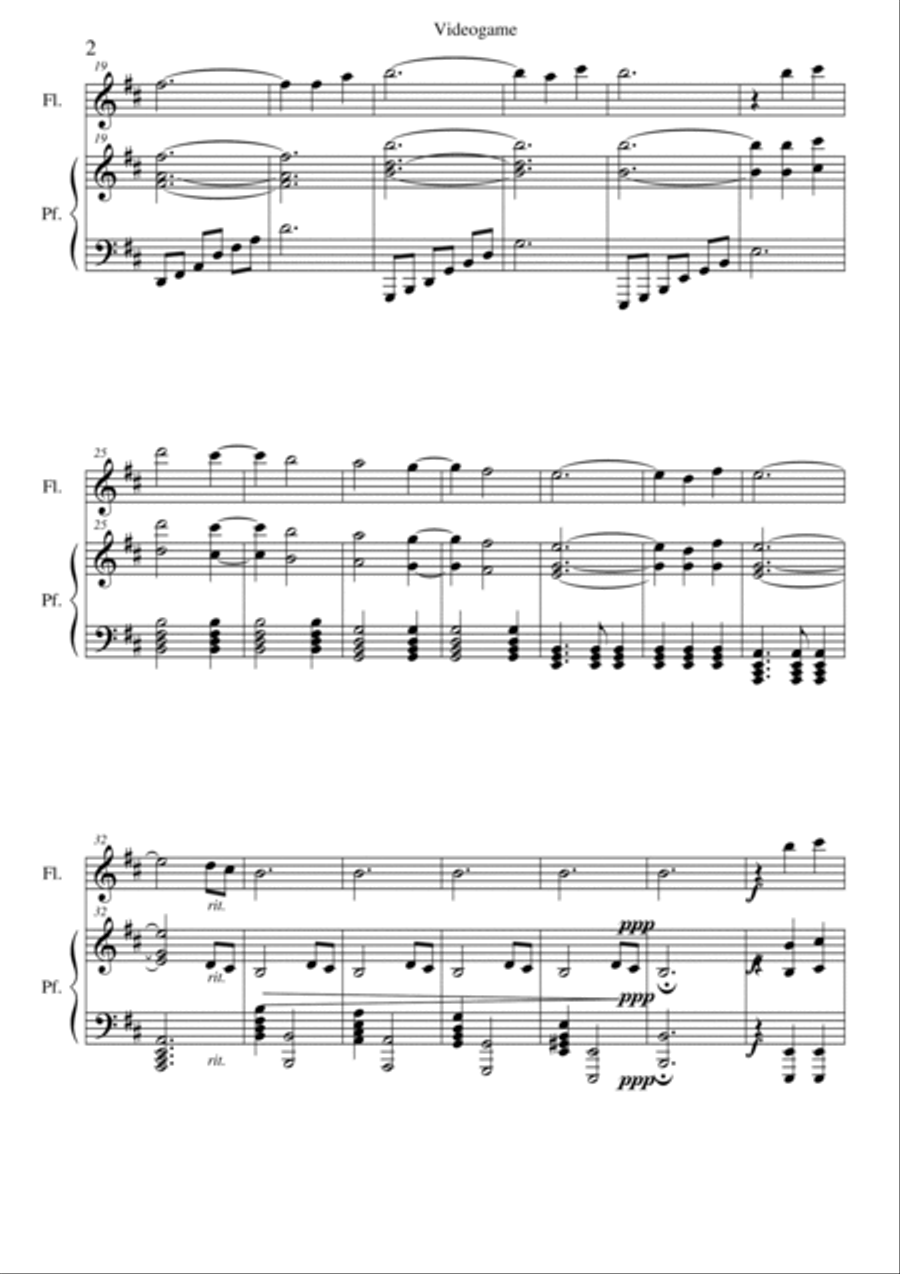 Videogame per flute and piano Flute Solo scores gallery preview page 2