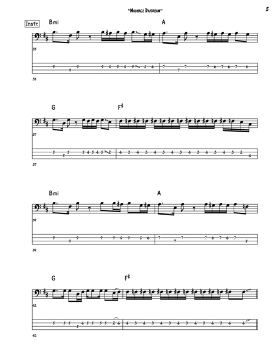 Moonage Daydream Bass Guitar scores gallery preview page 5