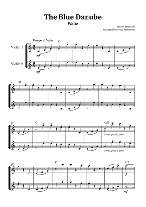 The Blue Danube - Violin Duet with Chord Notations