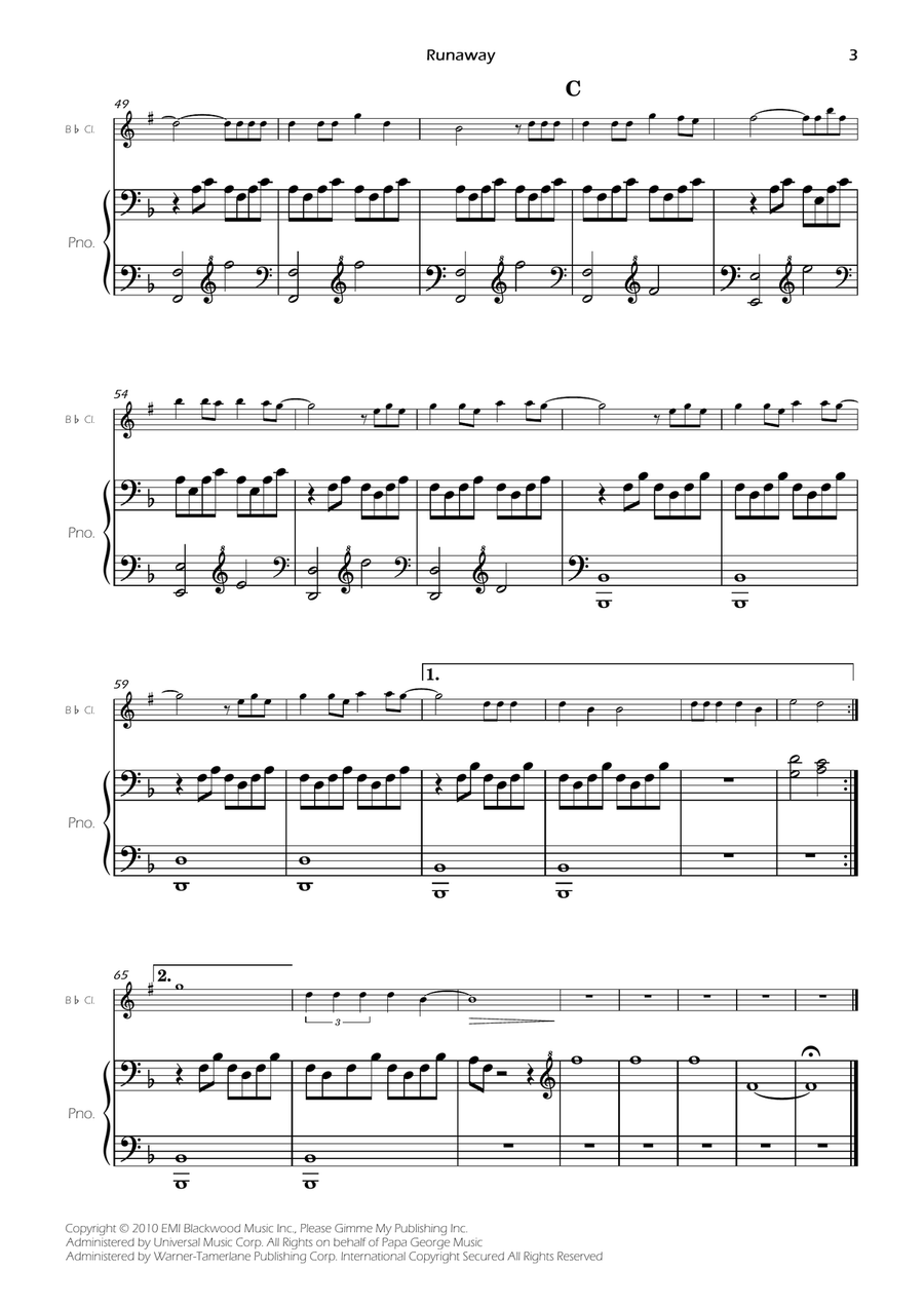 Runaway B-Flat Clarinet scores gallery preview page 5