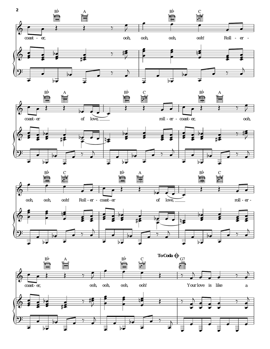Love Rollercoaster Piano, Vocal, Guitar scores gallery preview page 2