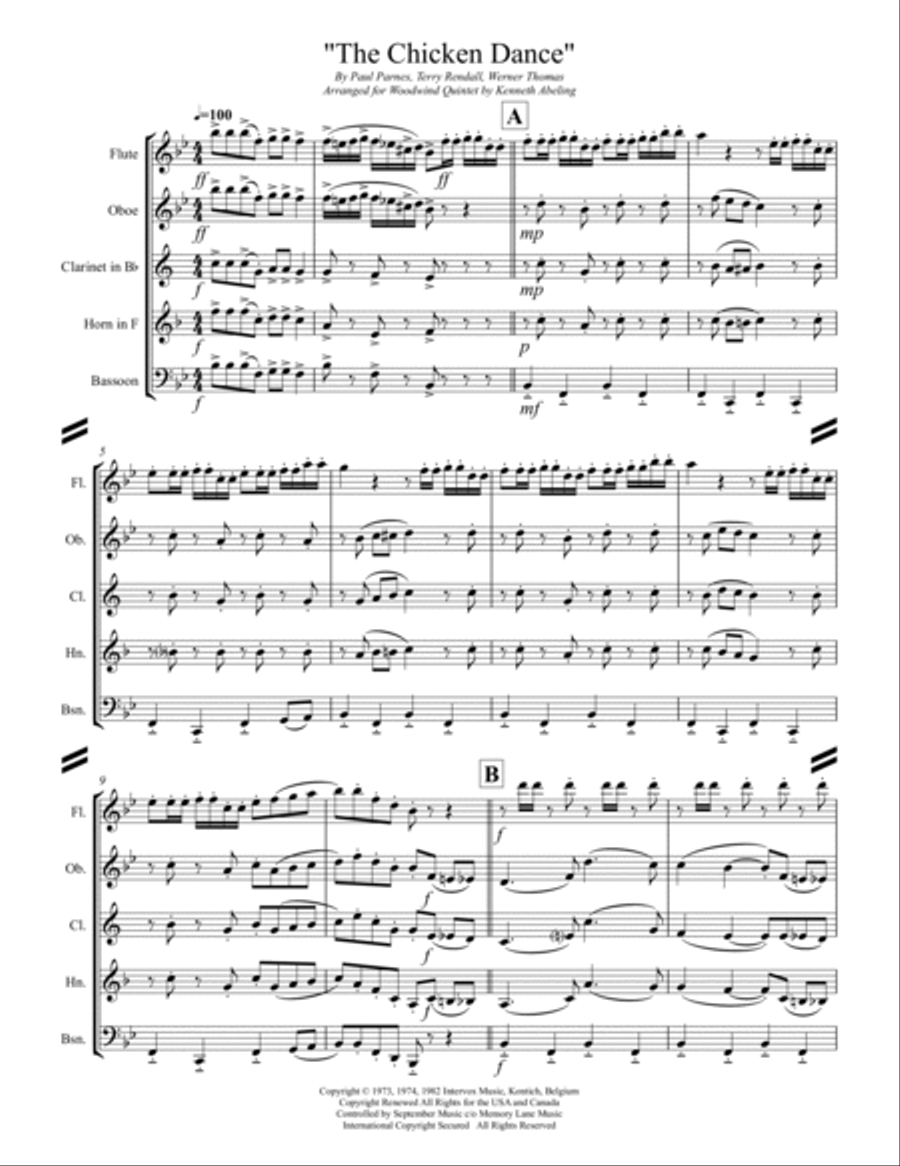 The Chicken Dance Woodwind Quintet scores gallery preview page 2
