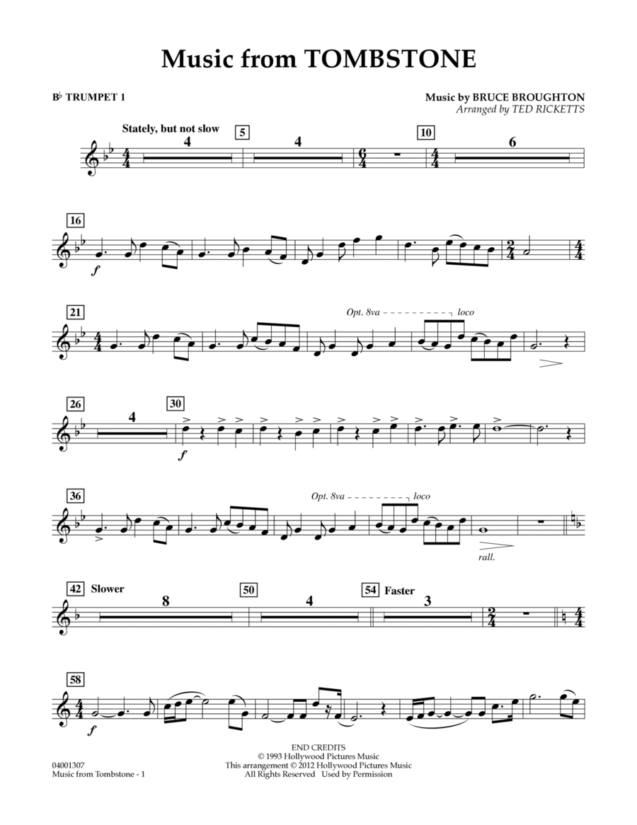 Music From Tombstone - Bb Trumpet 1