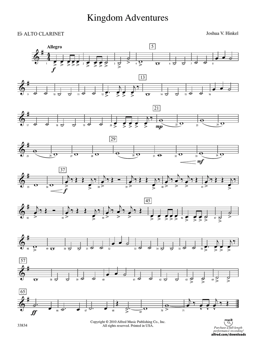 Kingdom Adventures: (World Part) E-flat Alto Clarinet