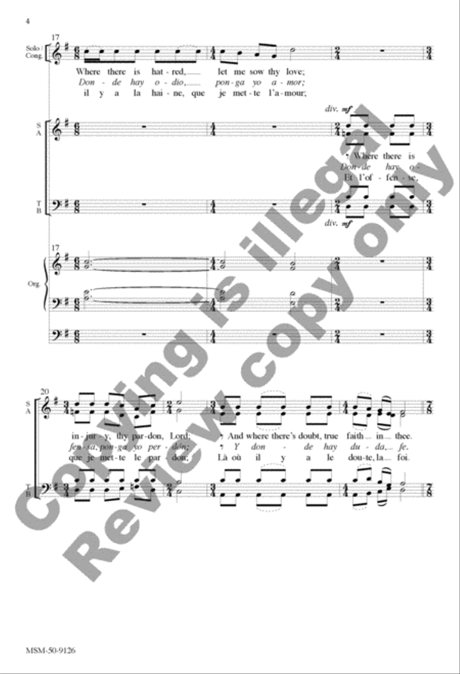 Peace Prayer of St. Francis 4-Part scores gallery preview page 4