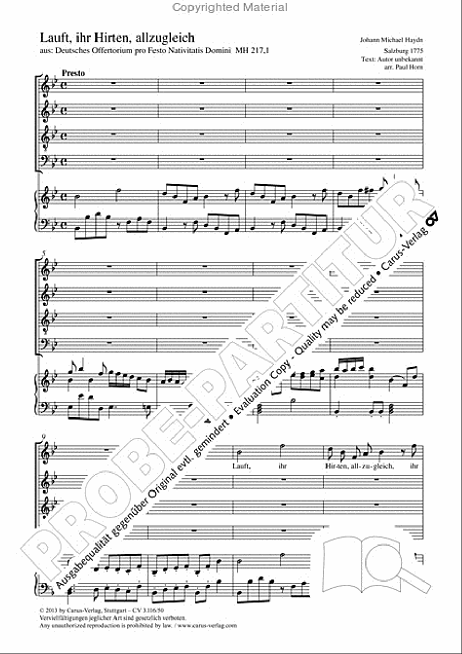Lauft, ihr Hirten, allzugleich 4-Part scores gallery preview page 2