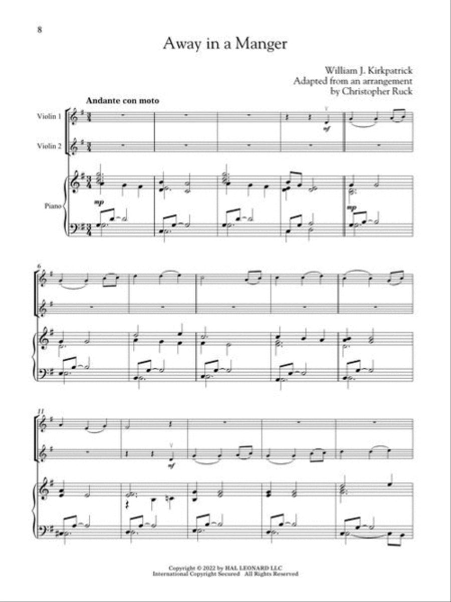 Christmas Carols for Violin Duet and Piano