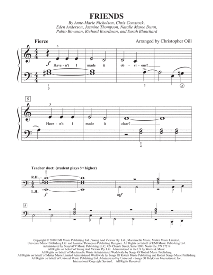 Friends Friends Easy Piano scores gallery preview page 1