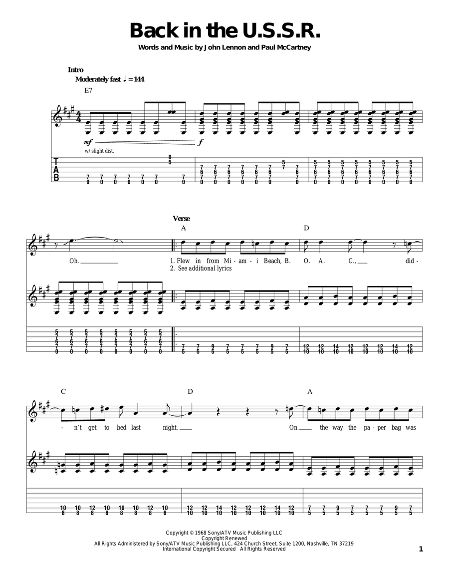 Back In The U.S.S.R. Acoustic Guitar scores gallery preview page 1